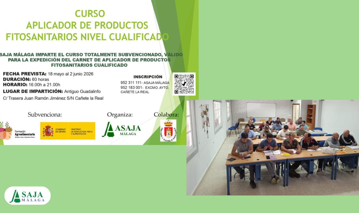El lunes comenzó el Curso de Aplicador de Fitosanitarios Cualificado en Cañete la Real
